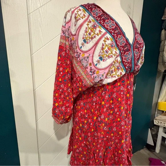 Boho Floral Mini Dress | Festival Prairie Western Medium/Cottagecore - Picture 5 of 9